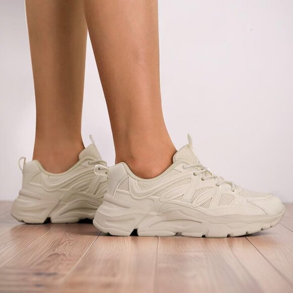 Women's Tan Lightweight Fashion Running Walking Casual Sneakers Ladies Shoes - Picture 7 of 7